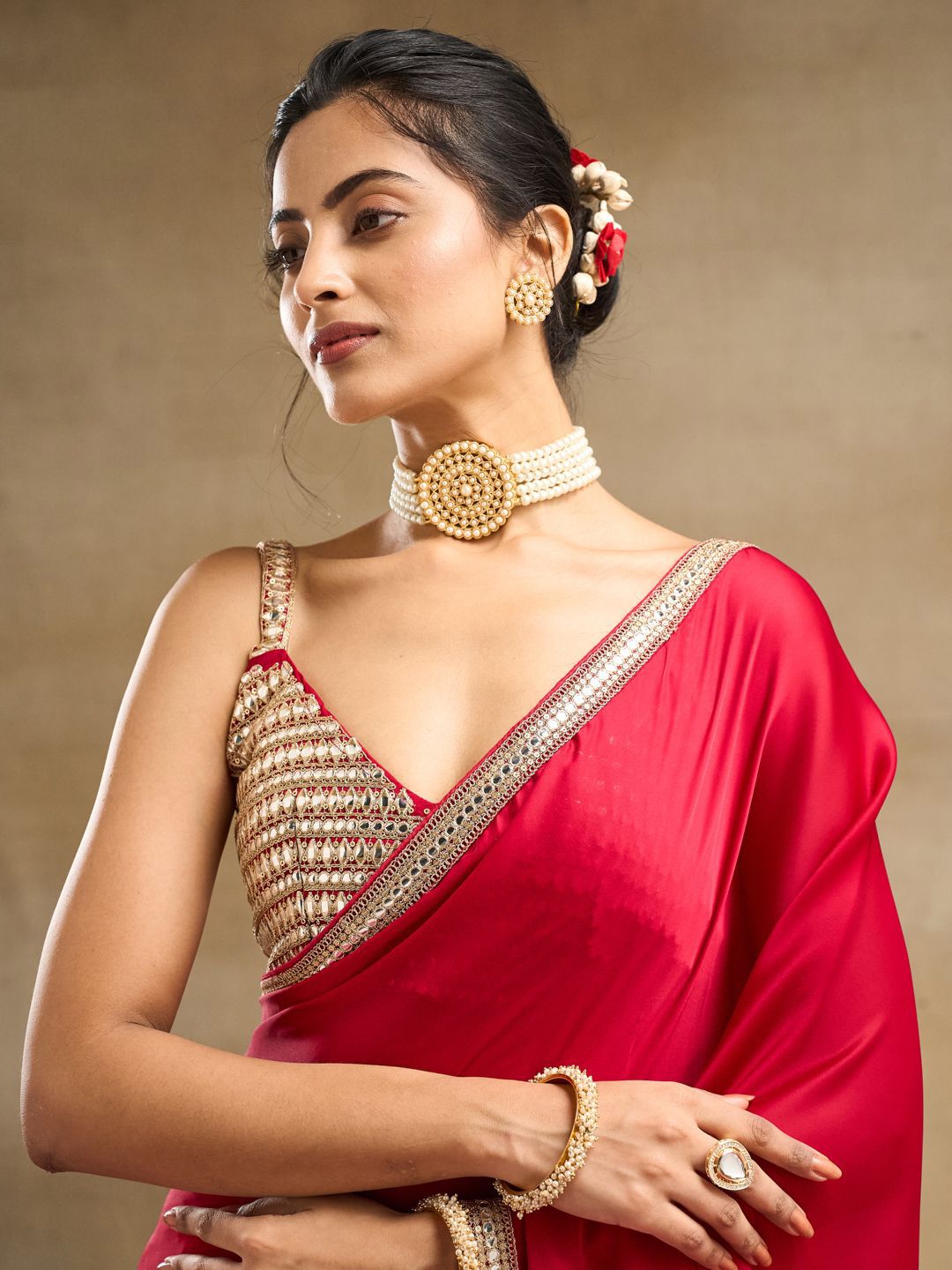 kasee Embroidered Silk Blend Saree | Grocsy
