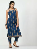Myshka Women's Blue Straight Printed Kurta | Grocsy