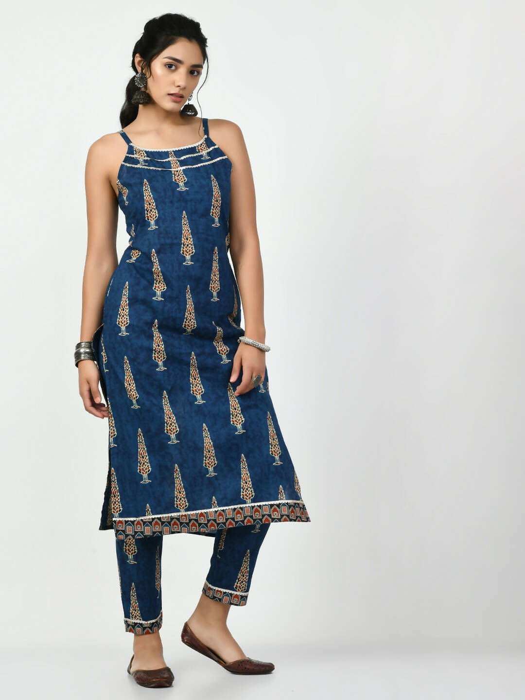 Myshka Women's Blue Straight Printed Kurta | Grocsy