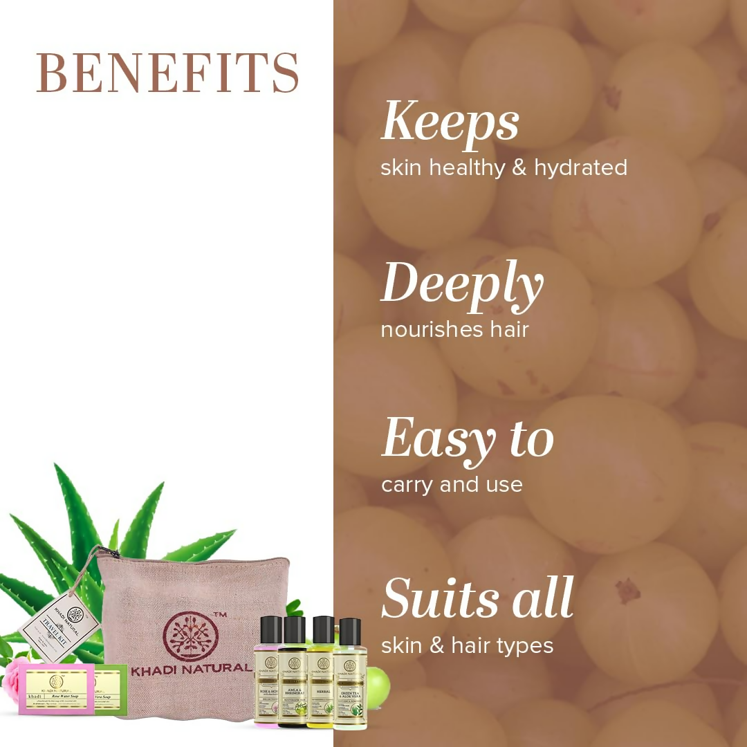 Khadi Natural Travel Kit Skincare & Haircare Essentials On-The-Go | Grocsy