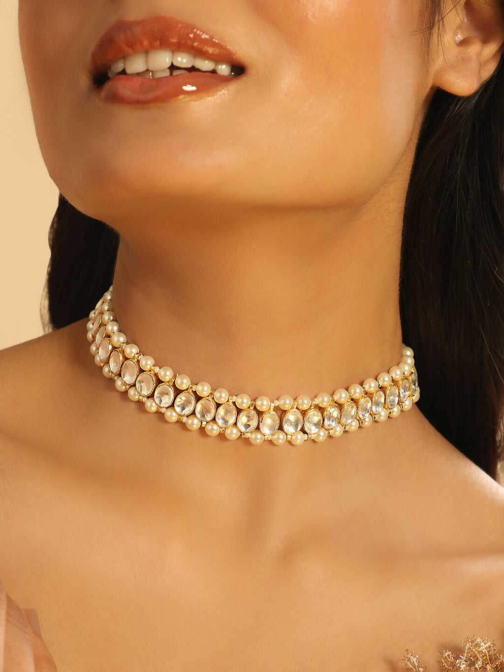 Nuyug 22K Gold Plated Kundan Refined Sleek Matha Patti | Grocsy