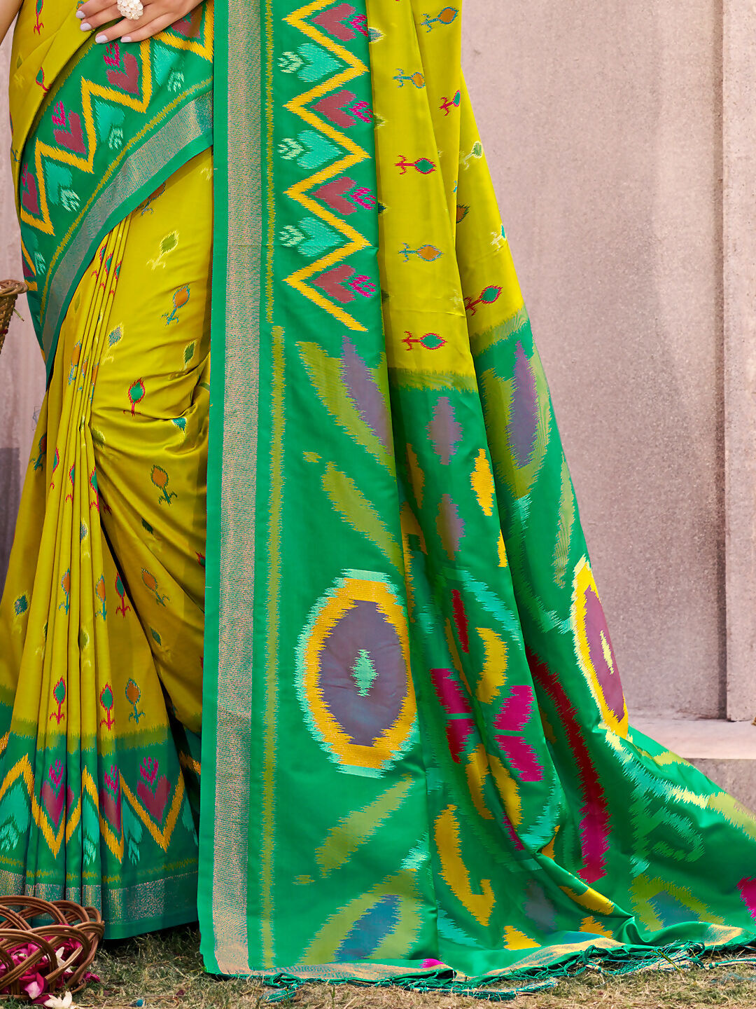 Shree Shyam Fashion Light Green Pochampally Silk Saree | Grocsy