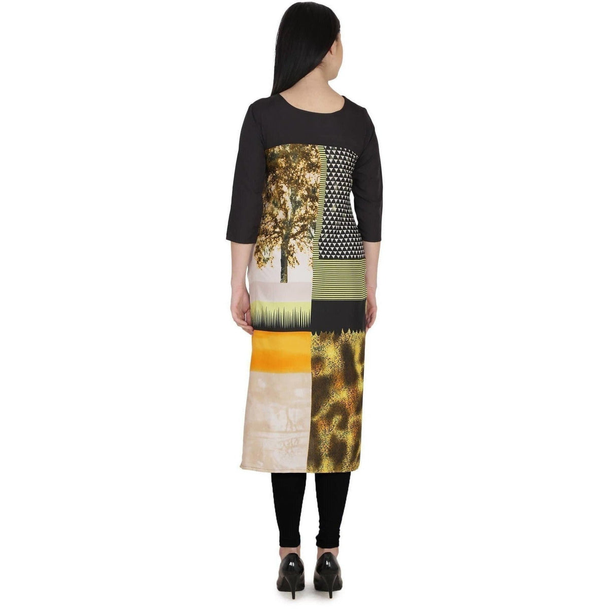 Kanoor Women's Multicolour Designed Straight Kurti | Grocsy