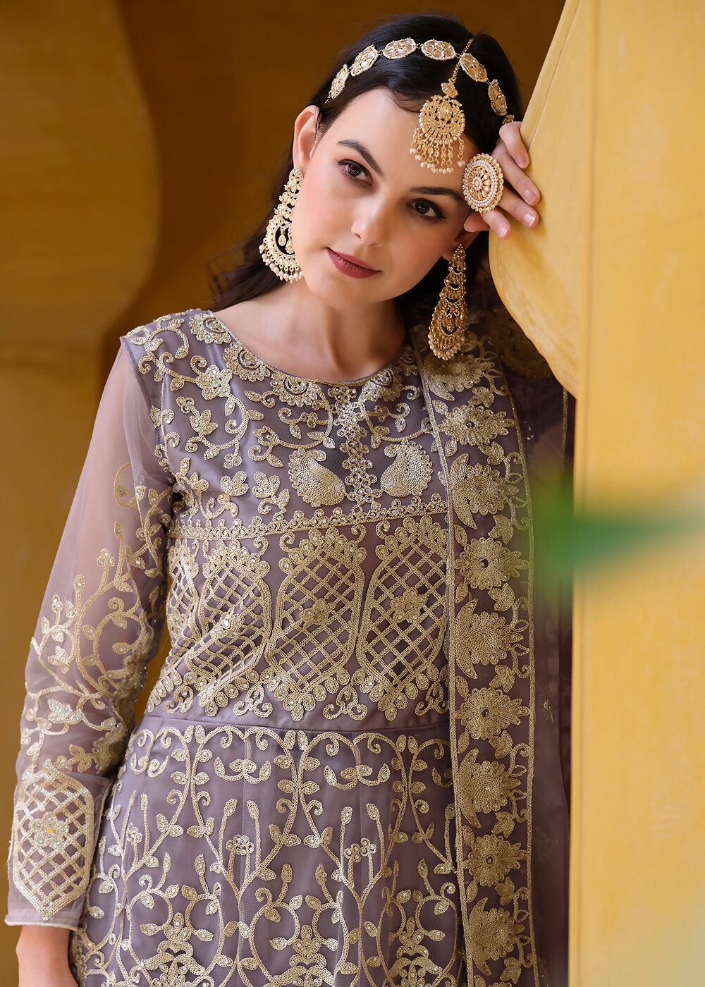 Pretty Pink Pure Butterfly Net Wedding Wear Anarkali Suit - Emponline | Grocsy