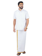 Ramraj Cotton Mens Half Sleeve Royal Cotton White Shirt | Grocsy