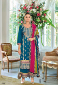 Anaita Teal Premium Embroidered Chinon Stitched Salwar Suit | Grocsy