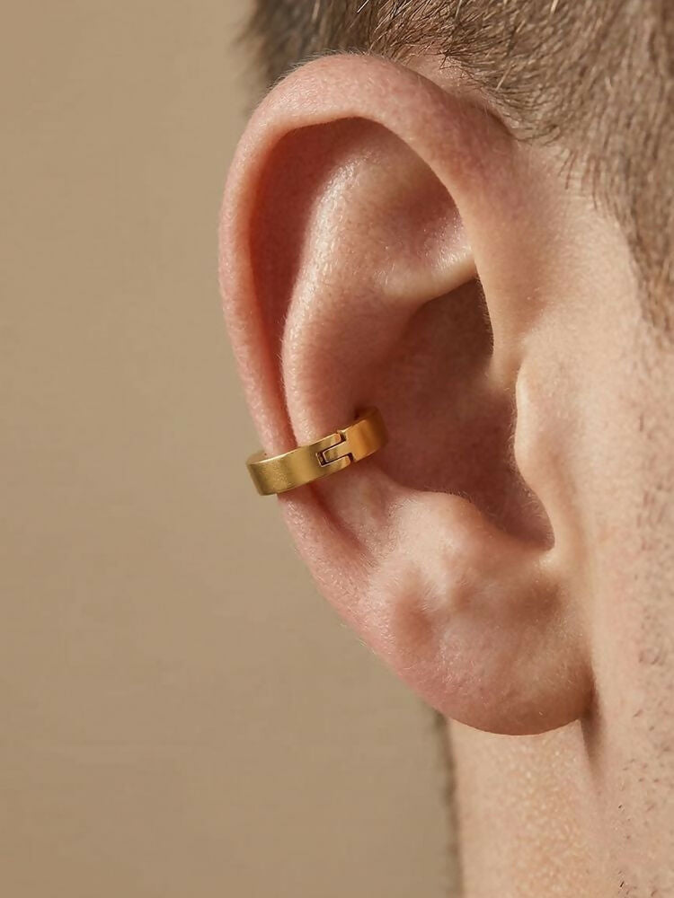 NVR Men's Gold Plated Hoop Earrings | Grocsy
