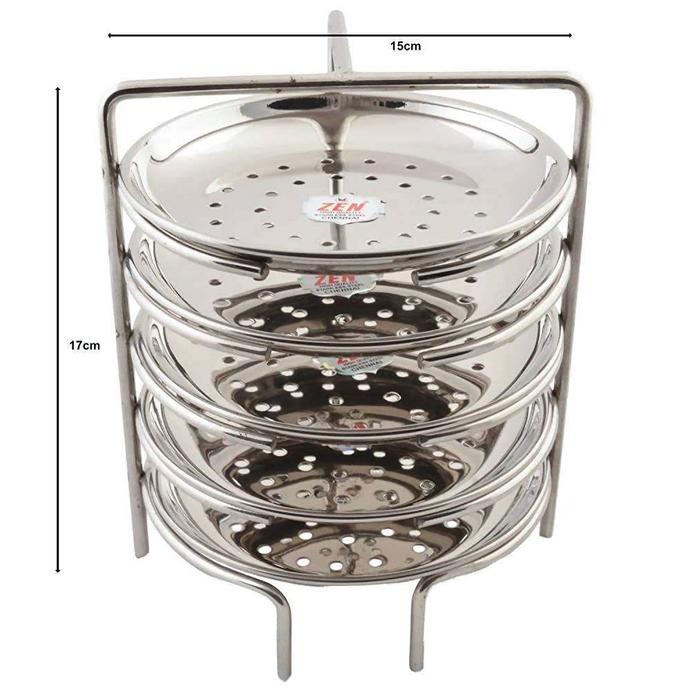 Jain Stainless Steel Idiappam Stand 5 Plates - Silver | Grocsy