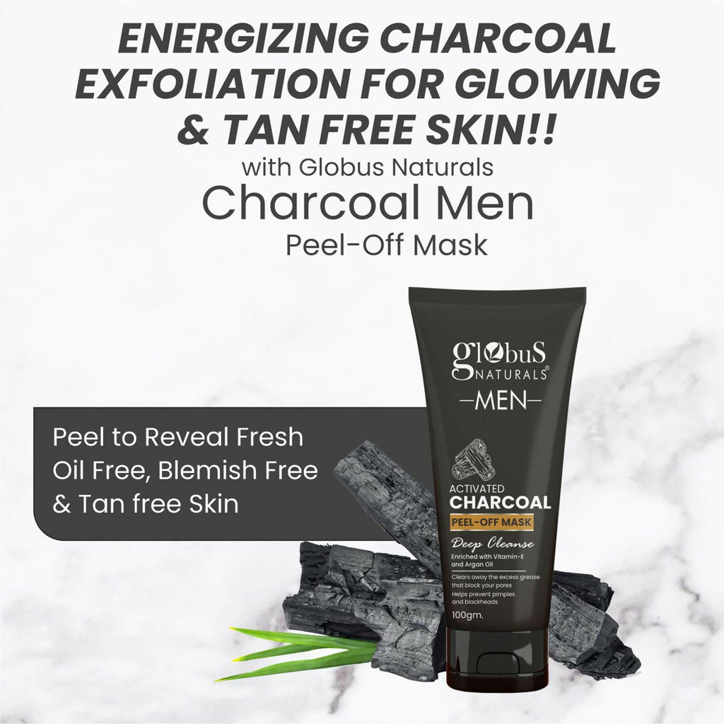 Globus Naturals Anti Pollution & Anti Acne Detox Charcoal Peel Off Mask For Men | Grocsy