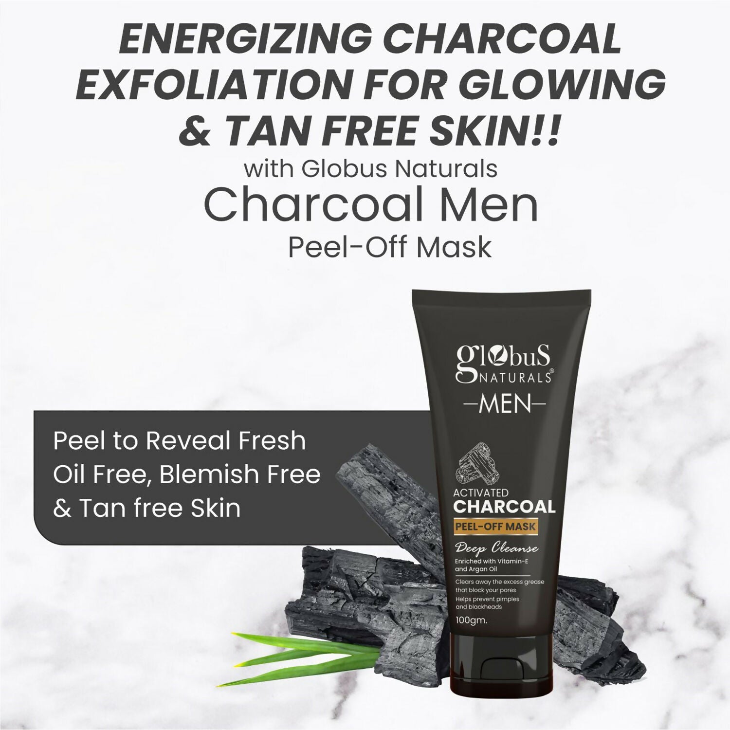 Globus Naturals Anti Pollution & Anti Acne Detox Charcoal Peel Off Mask For Men | Grocsy