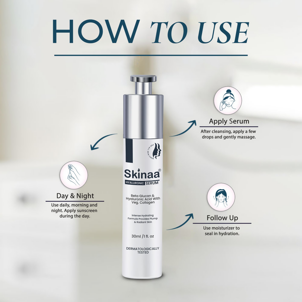 Skinaa Hyaluronic Acid Serum With Beta Glucan For Deep Hydration And Skin Nourishment | Grocsy