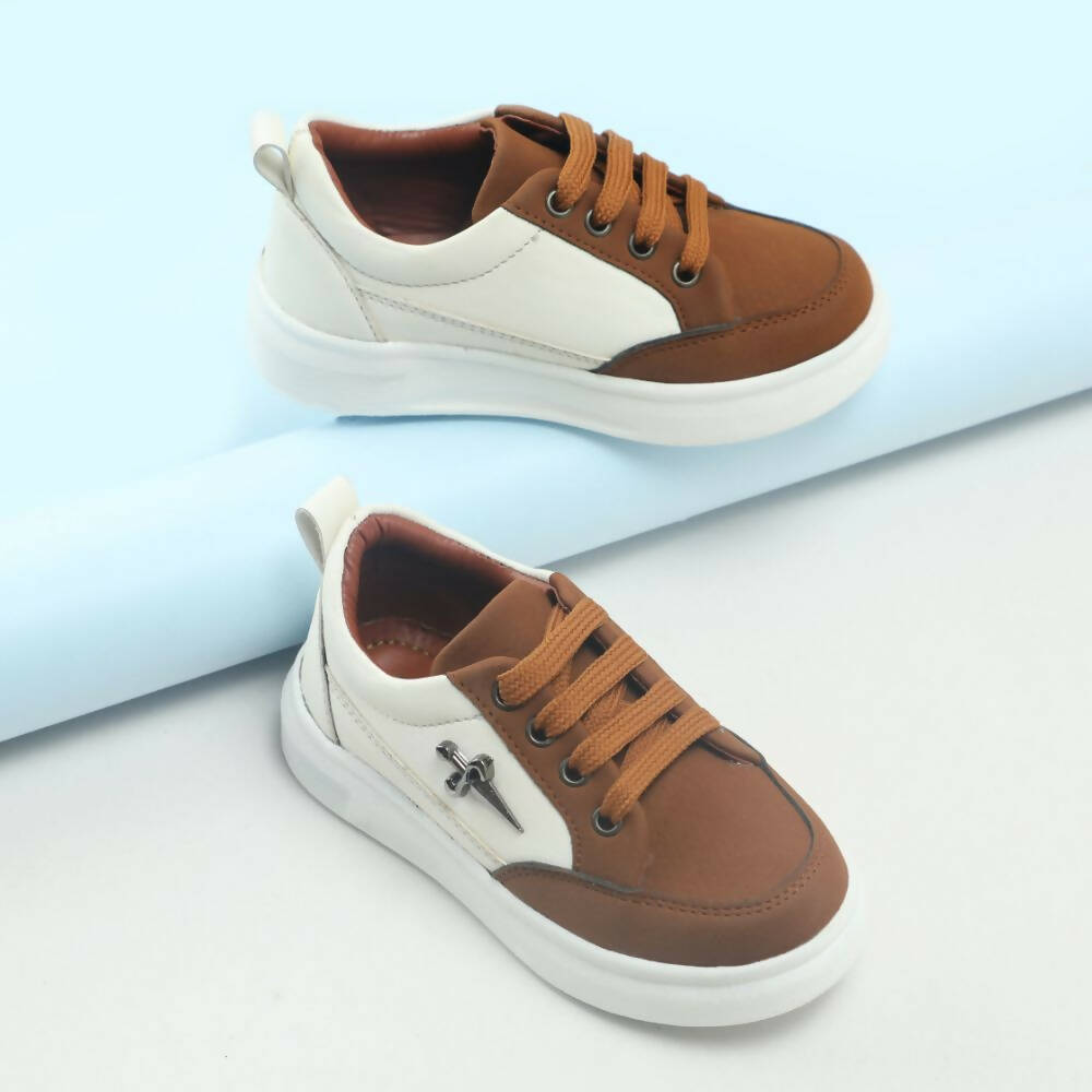 Tiny Bugs Boys Lace Up Casual Shoes - Brown | Grocsy