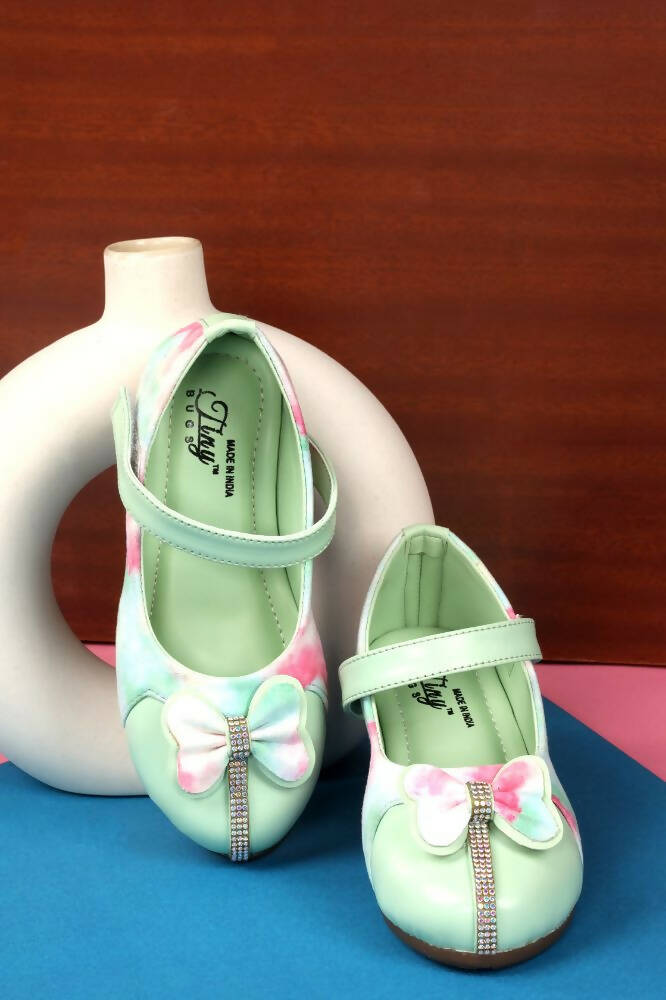 Tiny Bugs Girls Bow Embellished Party Wear Ballerinas - Multi | Grocsy