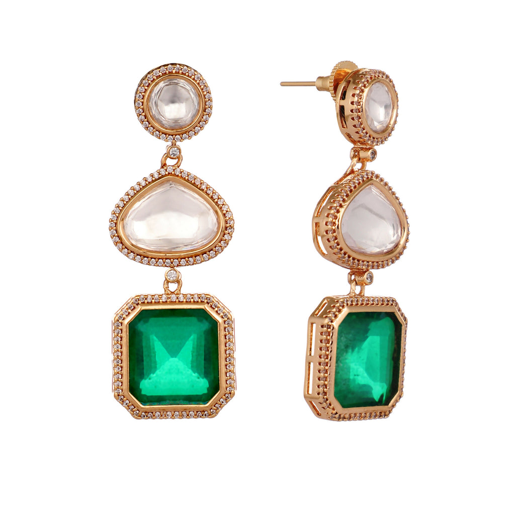 Nuyug Emerald Drop Anti Tarnish Sparkle Earrings | Grocsy