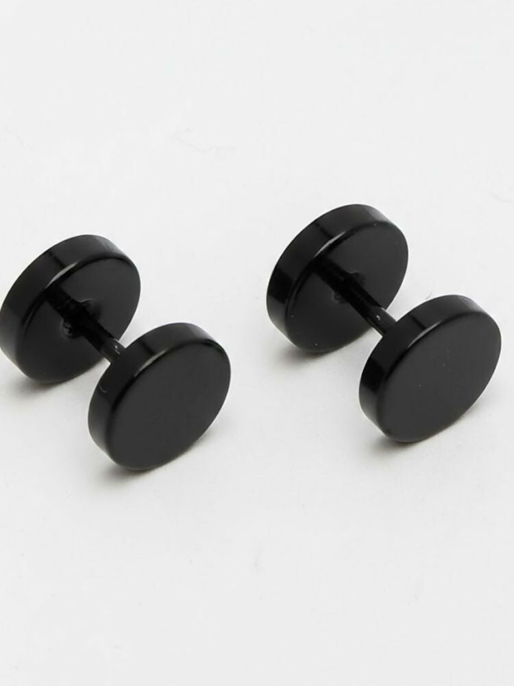 NVR Men's Black Rhodium Plated Studs Earrings | Grocsy