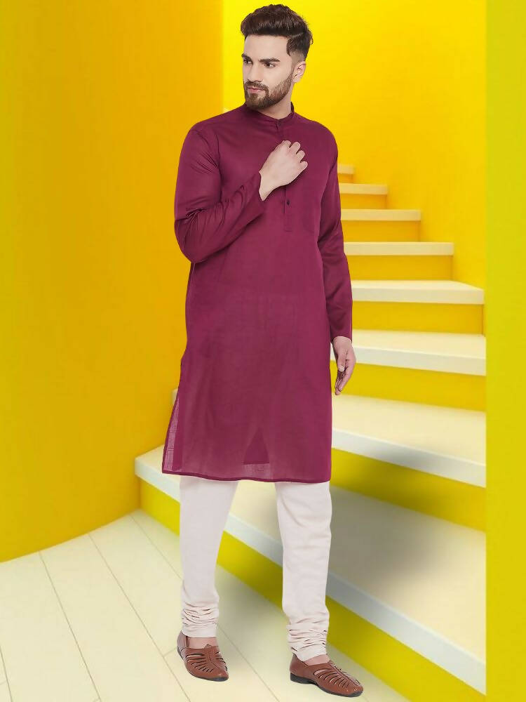 Even Apparels Pure Cotton Maroon Kurta - Maroon | Grocsy