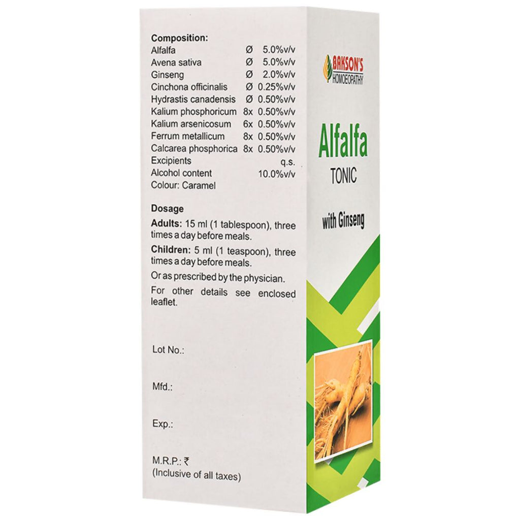 Bakson's Homeopathy Alfalfa Tonic with Ginseng | Grocsy