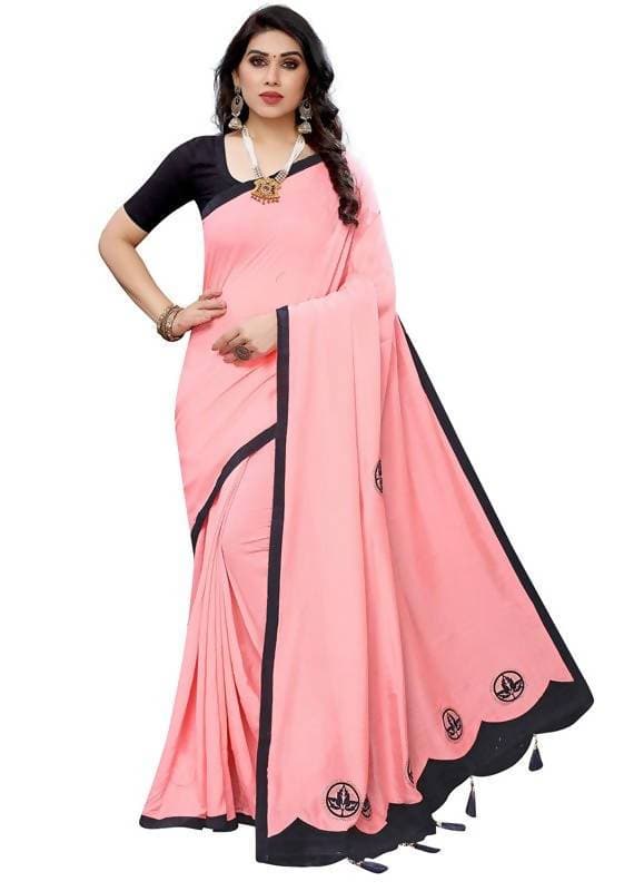 Vamika Designer Peach Georgette Saree (TSUNAMI PEACH ) | Grocsy