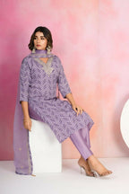 Ethnic Festive Wear Viscose Chanderi Onion Pink Stitched Suit With Dupatta - Tanisha | Grocsy