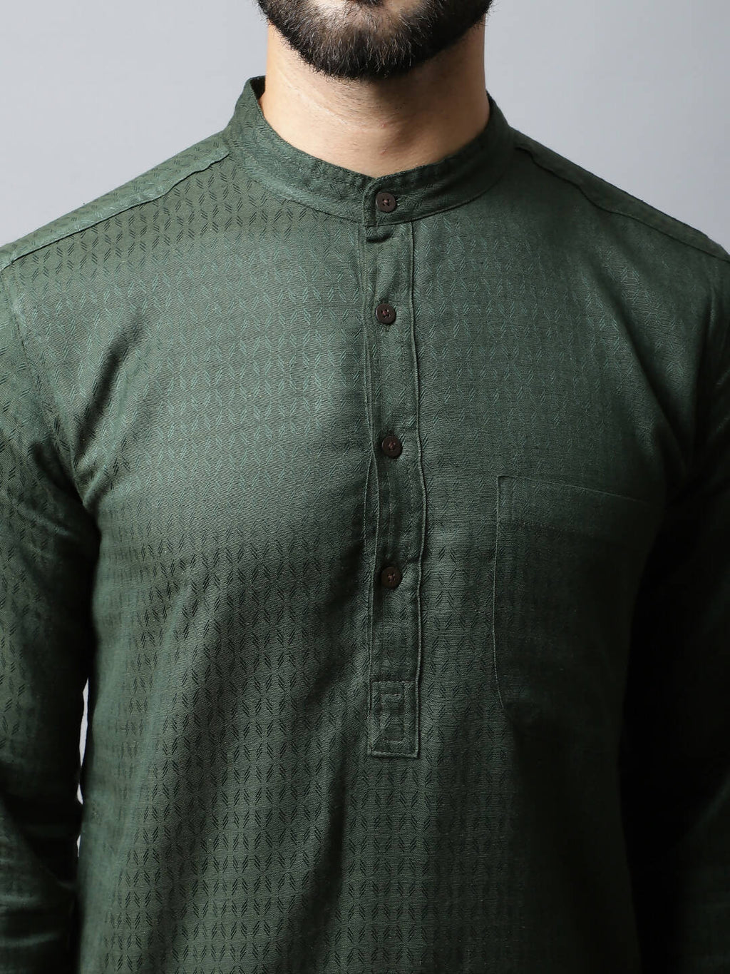 Even Apparels Green Color Viscose Pure Cotton Men's Kurta With Band Collar (SLD1197) | Grocsy