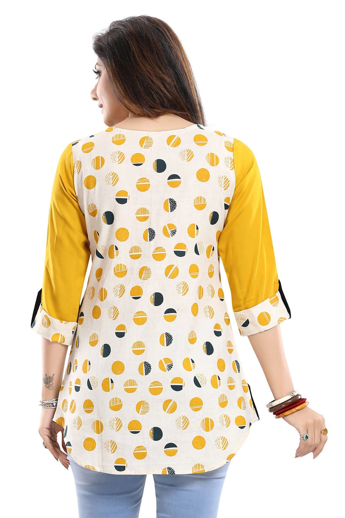 Snehal Creations Cotton Printed Apple-Cut Short Tunic | Grocsy