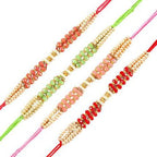 Set of 4 Pretty Pearls Rakhi and Fruit N Nut Chocolates | Grocsy