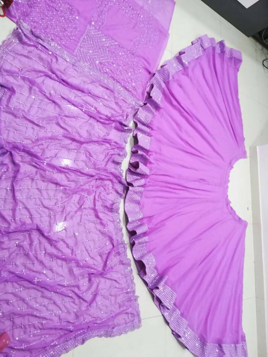 Jyoti Fashion Beautiful Lavender Sequence with Thread Embroidery work Faux Georgette Lehenga Choli with Dupatta | Grocsy