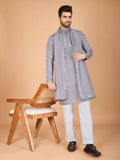 Vastranavya Grey Exclusive Festival Wear Viscose Silk Thread with Sequence Embroidered Work Kurta with Dupatta | Grocsy