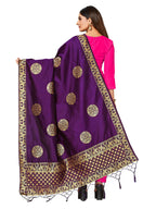 Mimosa Women's Animal Print Art Silk Purple Dupatta | Grocsy