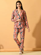 Myshka Women's Multi Printed Coat With Trousers | Grocsy