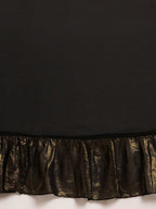 Ahalyaa Women's Black Georgette Ruffles Ready to Wear Saree | Grocsy