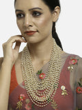 Gold-Toned White Gold-Polished Pearls Layered Handcrafted Necklace - Ruby Raang | Grocsy