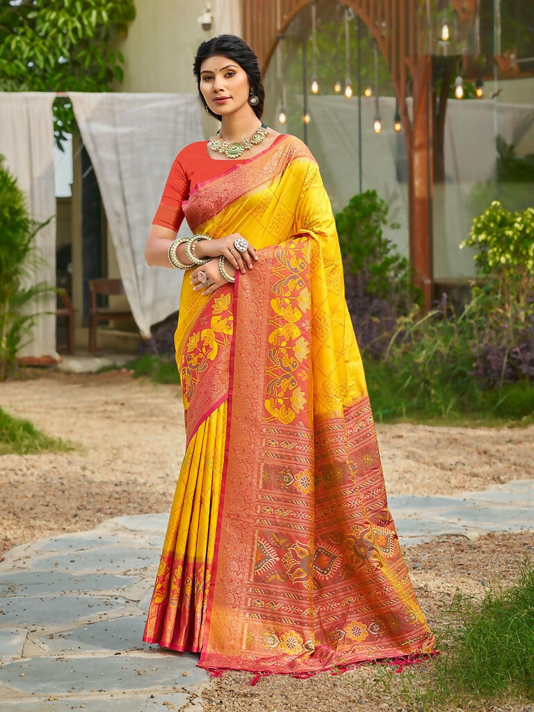 Shree Shyam Fashion Yellow Soft Silk Saree | Grocsy