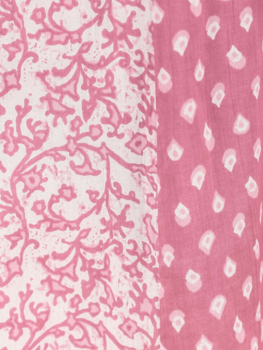 Aramya Anarkali Soft Cotton Block Print Women's Kurta - Pink | Grocsy