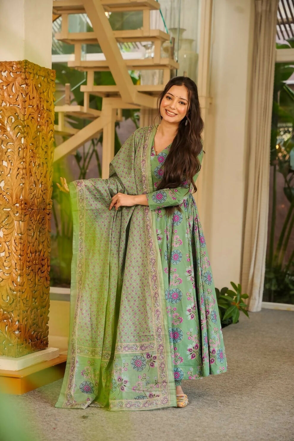 Aayaa Designer Cotton Silk Suit - Light Green | Grocsy
