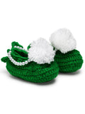 Chutput Kids Woollen Hand Knitted Pom Pom Detailed Booties - Green | Grocsy