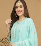 Joban Fashion Turquoise Georgette Lehenga Set | Grocsy