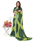 Vamika Green Georgette Printed With Lace Saree (VERA GREEN) | Grocsy