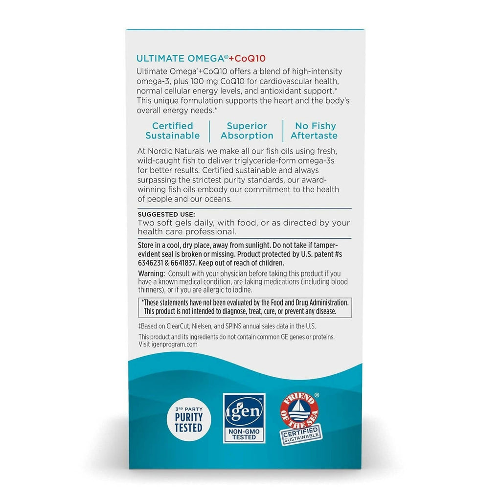 Nordic Naturals Ultimate Omega + CoQ10 Supplement Softgels | Grocsy