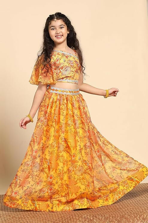 Joban Fashion Girl's Yellow Color Lehenga Choli | Grocsy