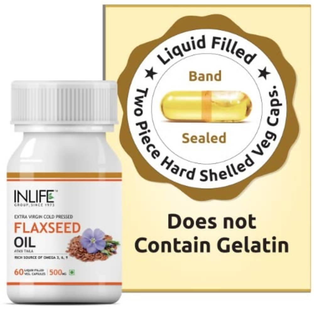 Inlife Flaxseed Oil Capsules Without Gelatin | Grocsy