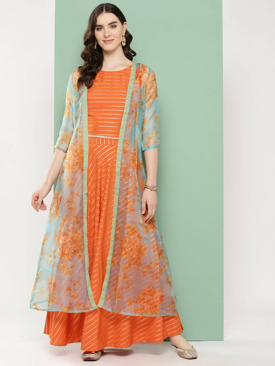 Ahalyaa Women's Traditional Wear Co-ods - Orange | Grocsy