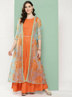 Ahalyaa Women's Traditional Wear Co-ods - Orange | Grocsy