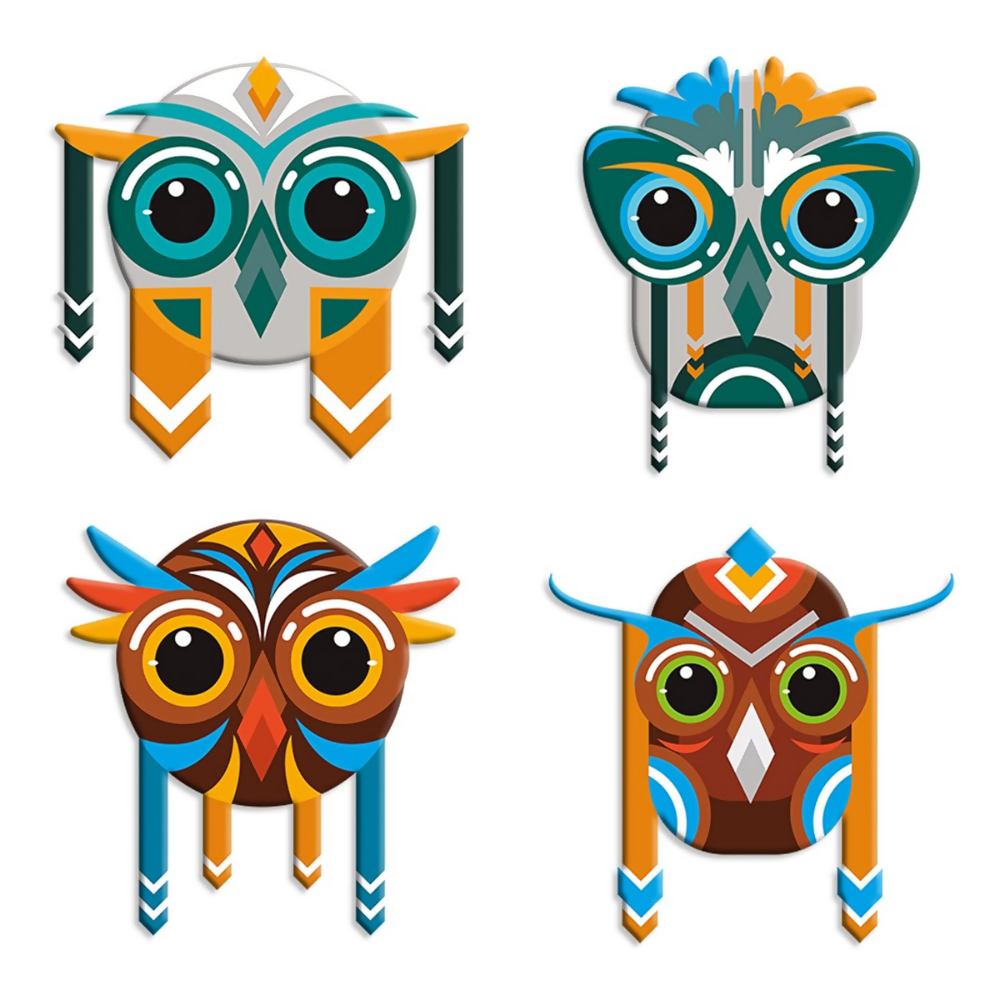 Artvibes Tribal Tiki Masks Wooden Wall Hanger | Grocsy