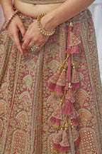 Kesar Fab Onion Net Embroidered Lehenga | Grocsy