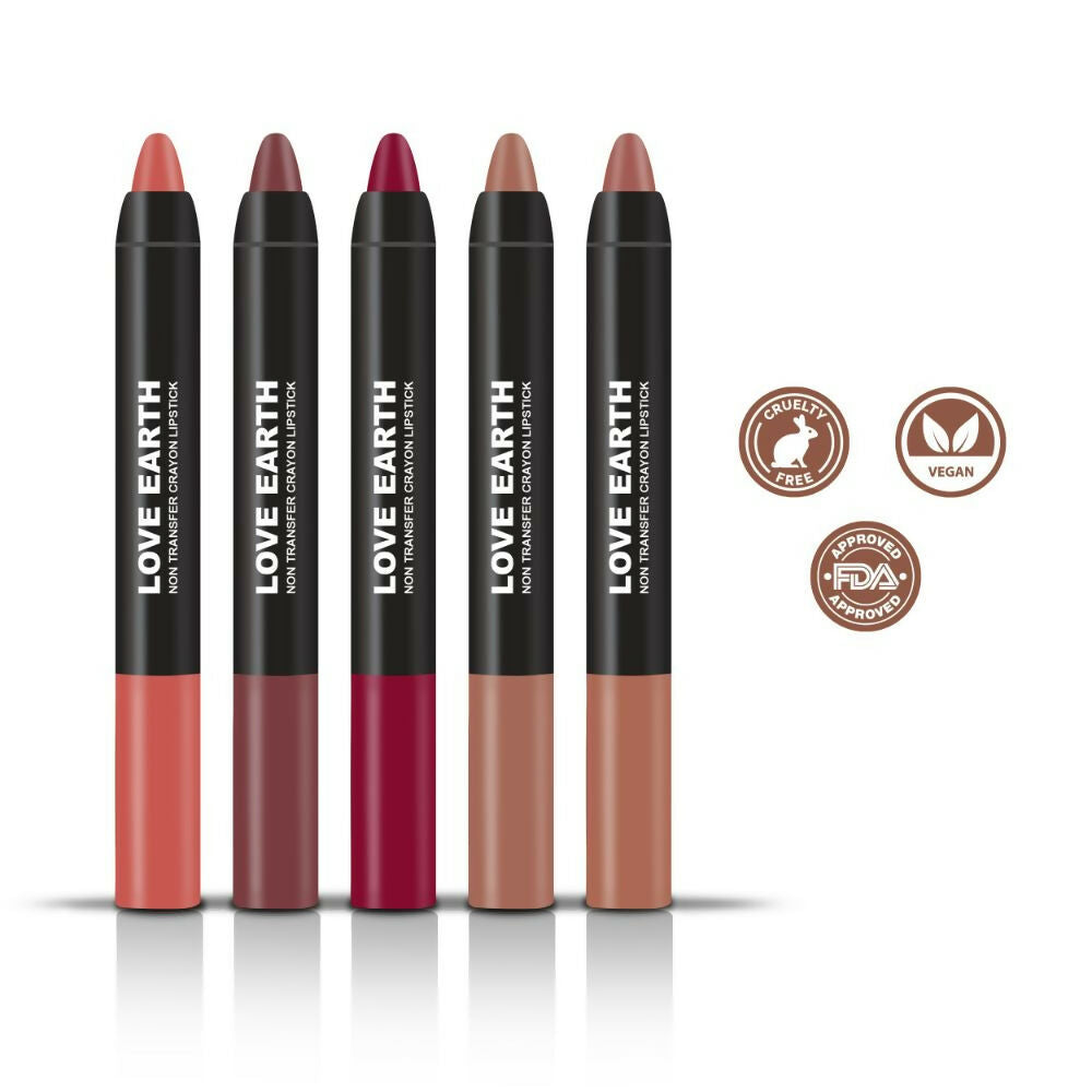 Love Earth Lip Crayon Non-Transfer Lipstick 2.O And Sharpener | Grocsy