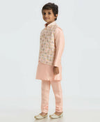 Joban Fashion Kids Island Traditional with a modern touch Nehru Jacket Full Sleeves Kurta, Pyjama Set - Peach | Grocsy