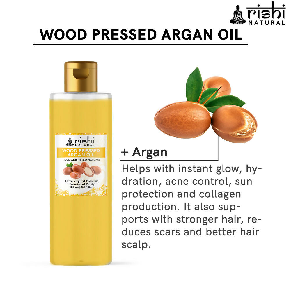 Rishi Natural Argan Oil Cold-Pressed 100% Pure Healty Skin And Hair | Grocsy