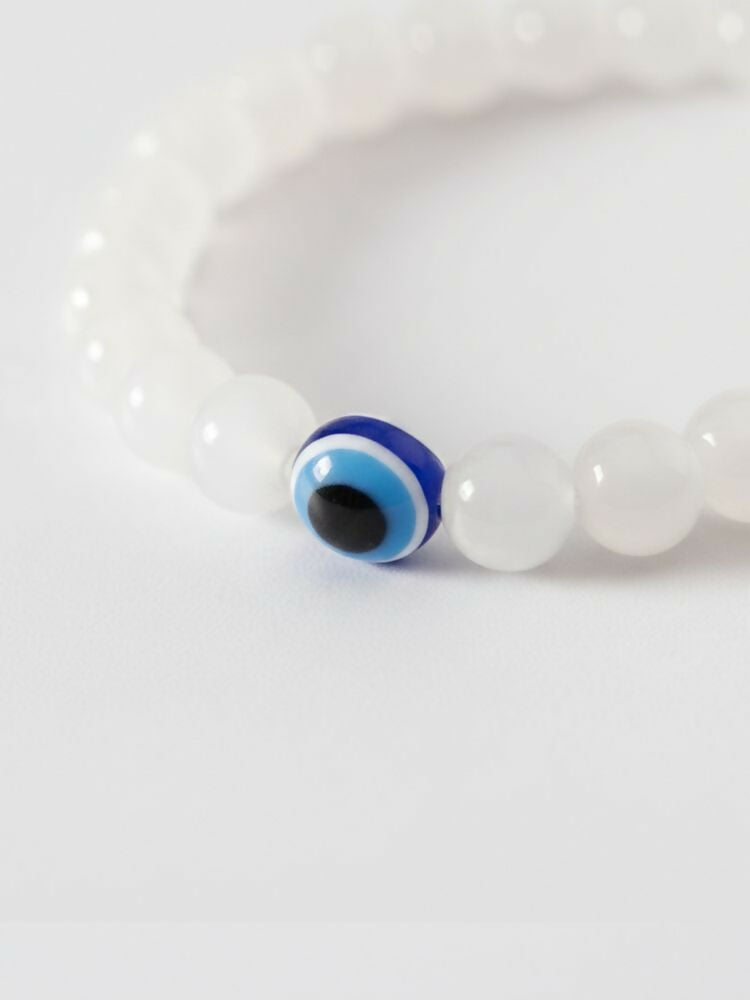 NVR White Crystal Evil Eye Bracelet for Men & Women | Grocsy