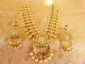 Gold-Polished Multicolor Lakshmi Kasu Necklace Set